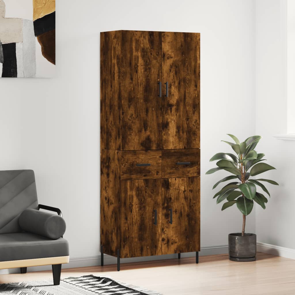 Highboard 69.5x34x180 cm Engineered Wood 2 Doors 2 Drawers Smoked oak