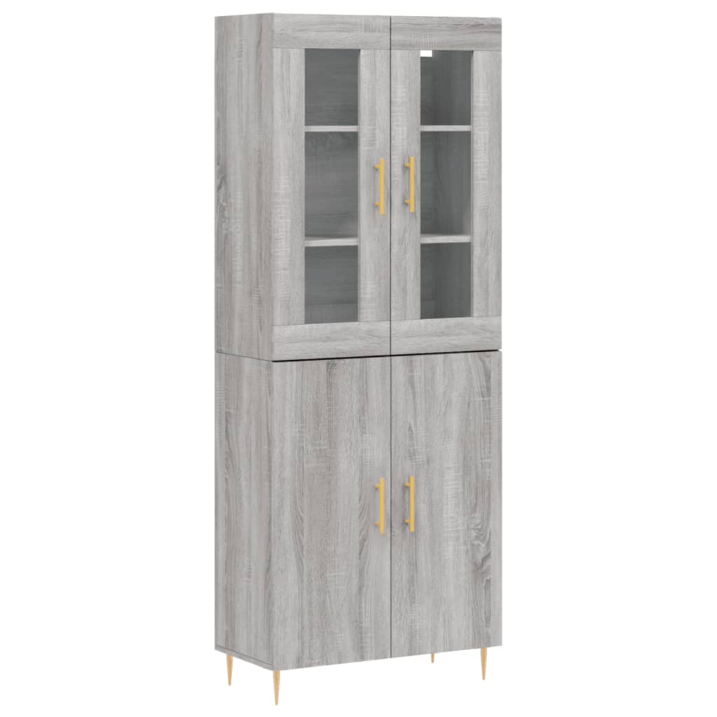 Highboard 69.5x34x180 cm Engineered Wood 2 Doors Grey sonoma