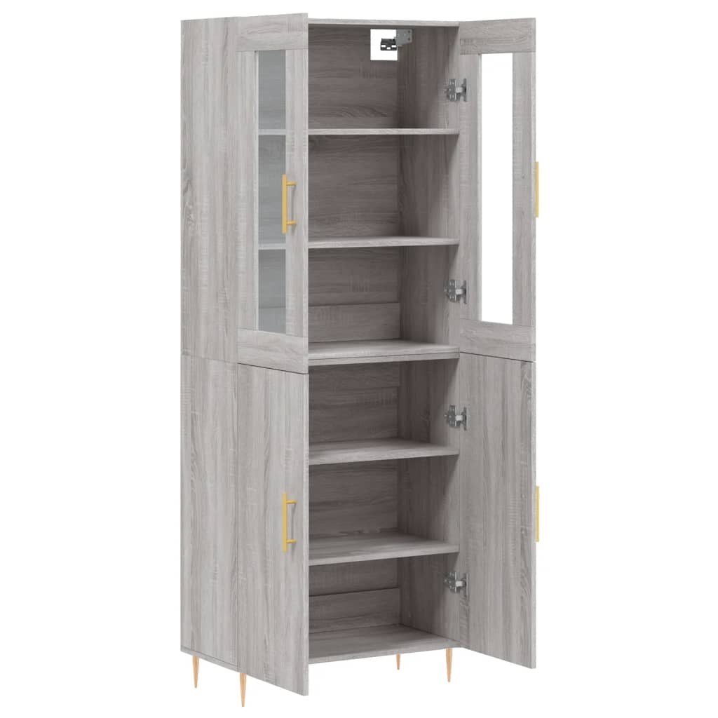 Highboard 69.5x34x180 cm Engineered Wood 2 Doors Grey sonoma