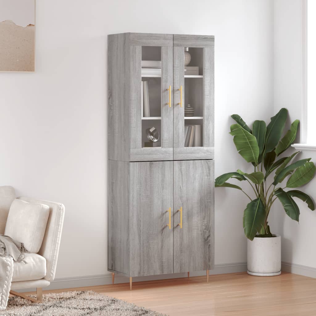 Highboard 69.5x34x180 cm Engineered Wood 2 Doors Grey sonoma