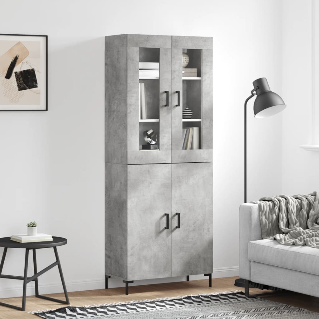Highboard 69.5x34x180 cm Engineered Wood 2 Doors Concrete grey