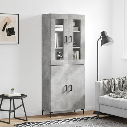 Highboard 69.5x34x180 cm Engineered Wood 2 Doors Concrete grey