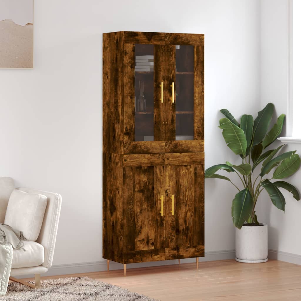 Highboard 69.5x34x180 cm Engineered Wood 2 Wood Doors Smoked oak