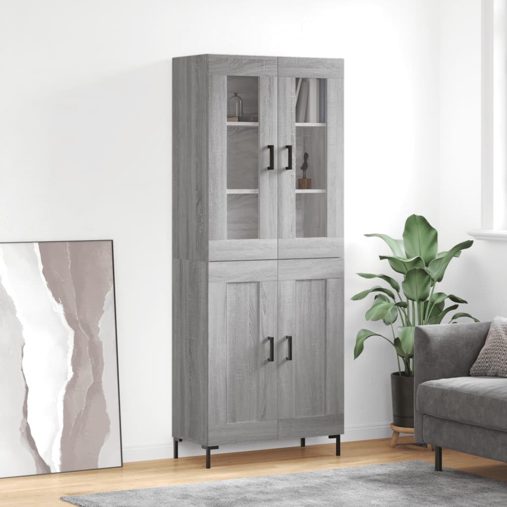 Highboard 69.5x34x180 cm Engineered Wood 2 Wood Doors Grey sonoma