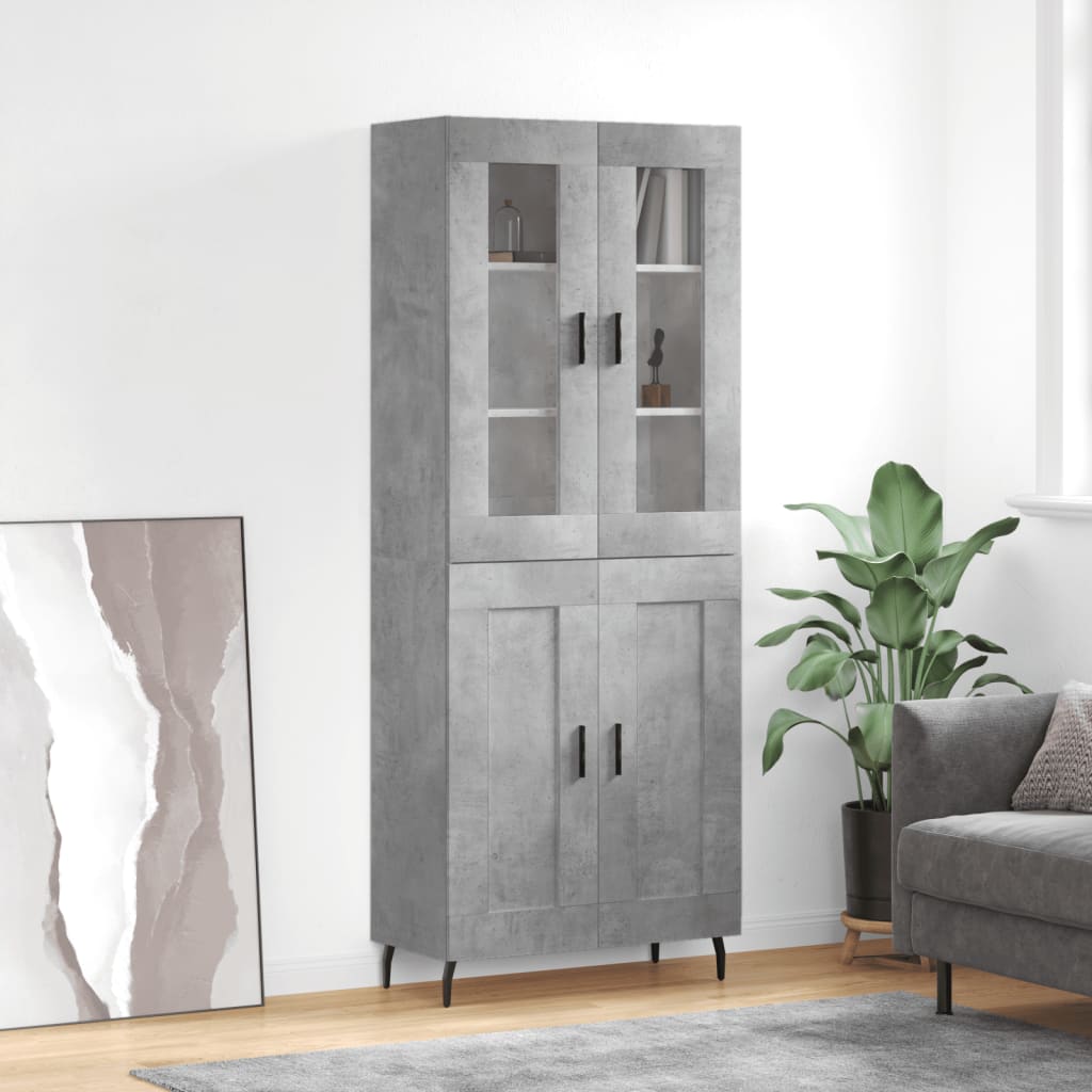 Highboard 69.5x34x180 cm Engineered Wood 2 Wood Doors Concrete grey