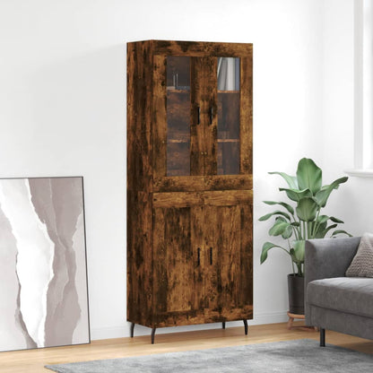 Highboard 69.5x34x180 cm Engineered Wood 2 Wood Doors Smoked oak