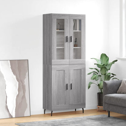 Highboard 69.5x34x180 cm Engineered Wood 2 Wood Doors Grey sonoma
