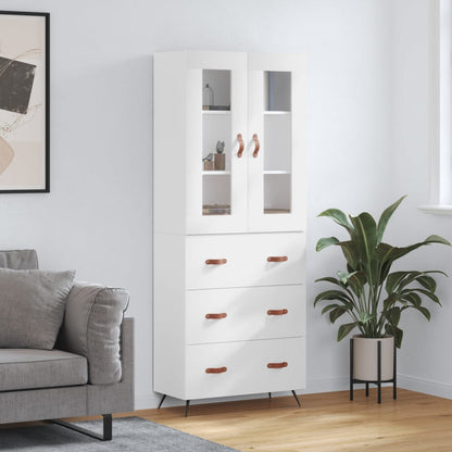 Highboard 69.5x34x180 cm Engineered Wood 3 Drawers White