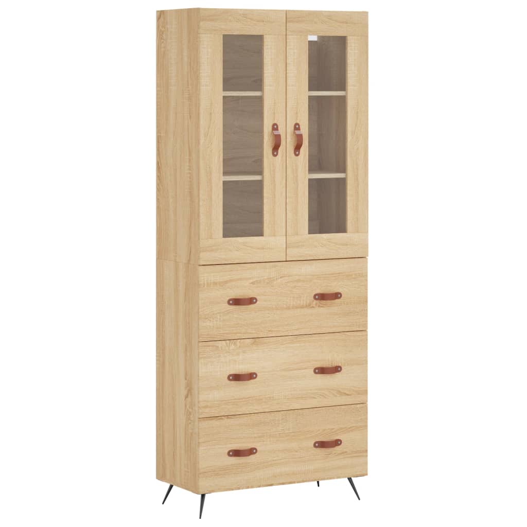 Highboard 69.5x34x180 cm Engineered Wood 3 Drawers Sonoma oak