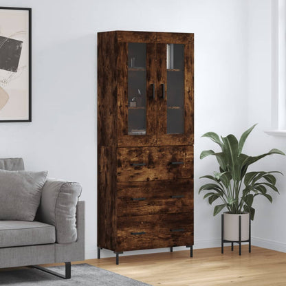 Highboard 69.5x34x180 cm Engineered Wood 3 Drawers Smoked oak