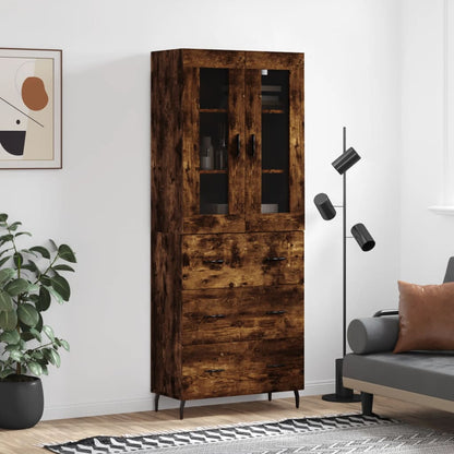 Highboard 69.5x34x180 cm Engineered Wood 3 Drawers Smoked oak
