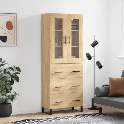 Highboard 69.5x34x180 cm Engineered Wood 3 Drawers Sonoma oak