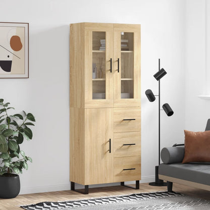 Highboard 69.5x34x180 cm Engineered Wood 1 Door 3 Drawers Sonoma oak