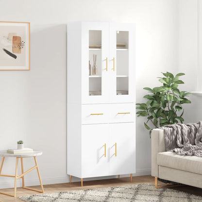 Highboard 69.5x34x180 cm Engineered Wood 2 Doors 2 Drawers White