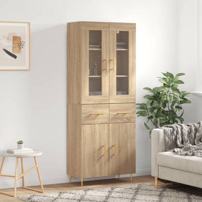 Highboard 69.5x34x180 cm Engineered Wood 2 Doors 2 Drawers Sonoma oak