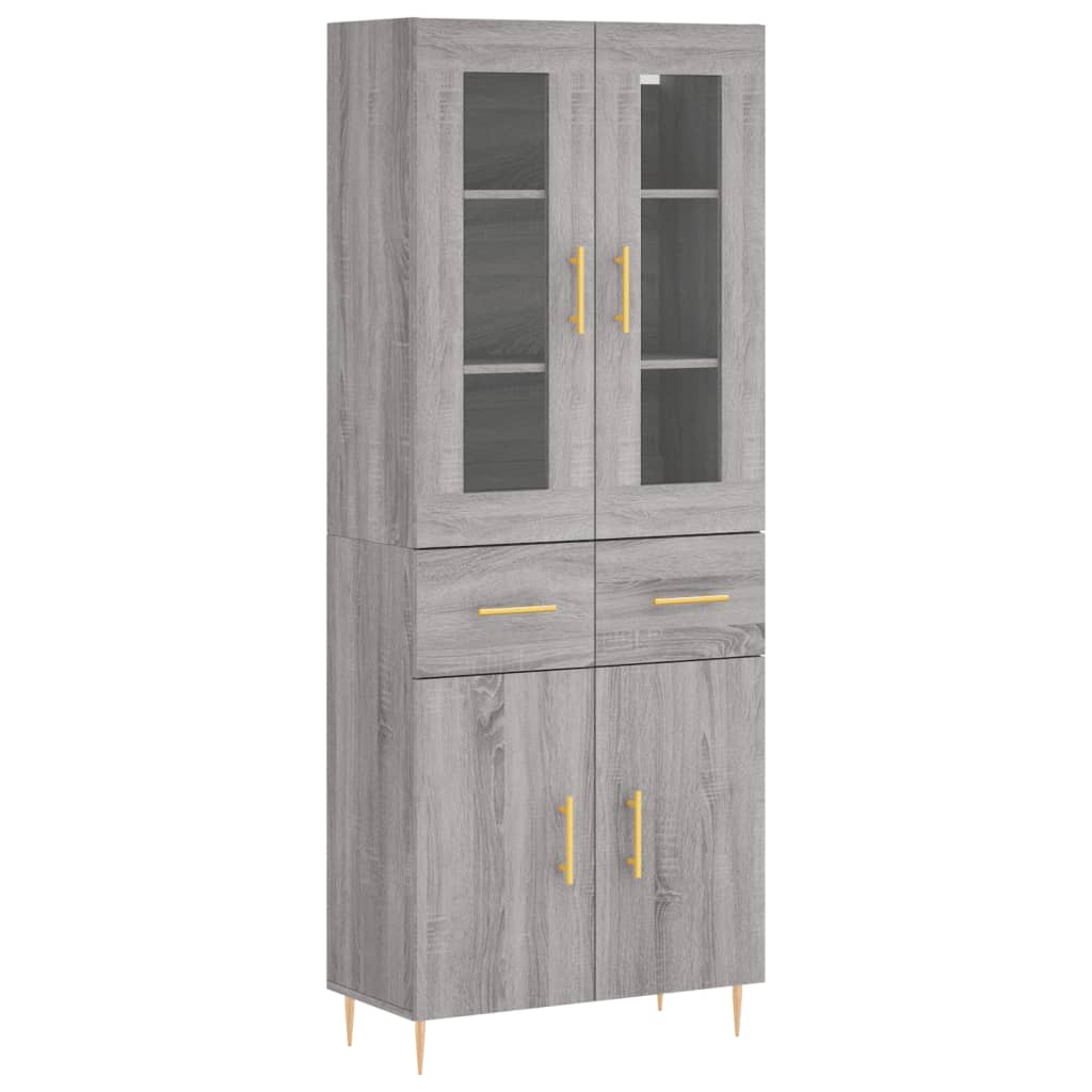Highboard 69.5x34x180 cm Engineered Wood 2 Doors 2 Drawers Grey sonoma