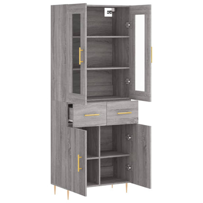 Highboard 69.5x34x180 cm Engineered Wood 2 Doors 2 Drawers Grey sonoma