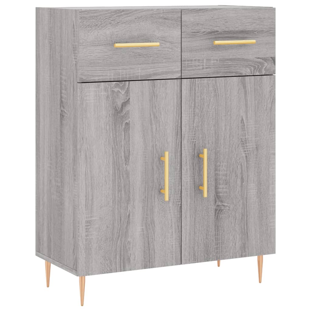 Highboard 69.5x34x180 cm Engineered Wood 2 Doors 2 Drawers Grey sonoma