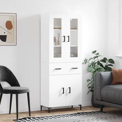 Highboard 69.5x34x180 cm Engineered Wood 2 Doors 2 Drawers White