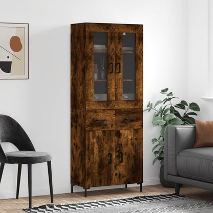 Highboard 69.5x34x180 cm Engineered Wood 2 Doors 2 Drawers Smoked oak