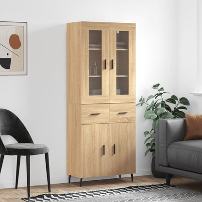 Highboard 69.5x34x180 cm Engineered Wood 2 Doors 2 Drawers Sonoma oak
