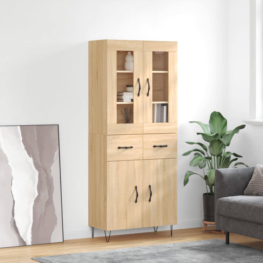 Highboard 69.5x34x180 cm Engineered Wood 2 Doors 2 Drawers Sonoma oak