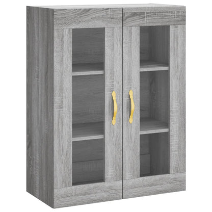 Highboard 69.5x34x180 cm Engineered Wood 1 Glass Door 3 Drawers Grey sonoma