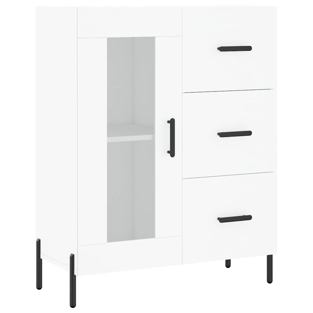 Highboard 69.5x34x180 cm Engineered Wood 1 Glass Door 3 Drawers White