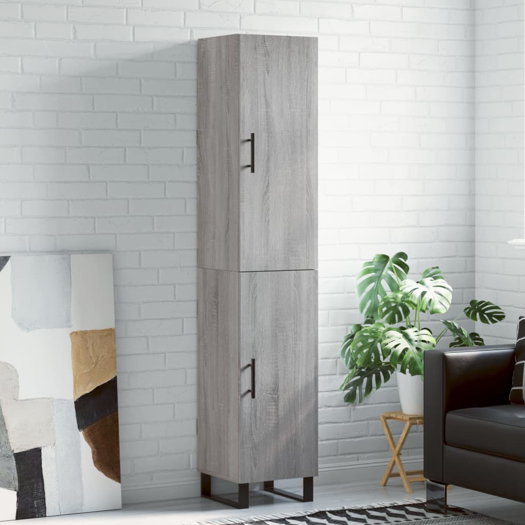 Highboard 34.5x34x180 cm Engineered Wood 1 Door Grey sonoma