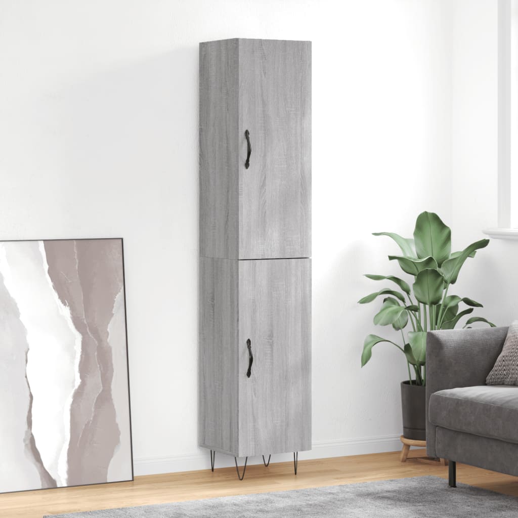 Highboard 34.5x34x180 cm Engineered Wood 1 Door Grey sonoma