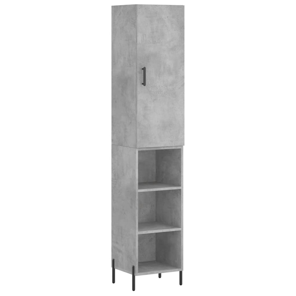 Highboard 34.5x34x180 cm Engineered Wood 3 Shelves Concrete grey