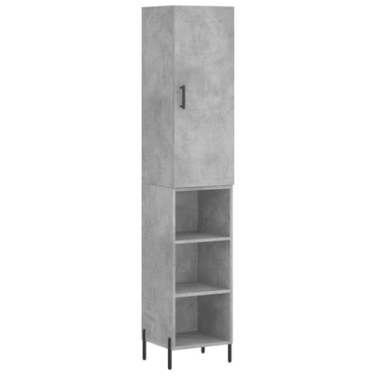 Highboard 34.5x34x180 cm Engineered Wood 3 Shelves Concrete grey