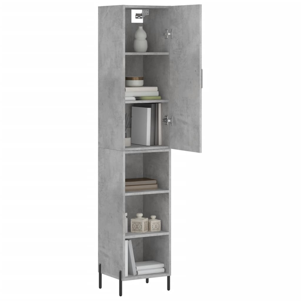 Highboard 34.5x34x180 cm Engineered Wood 3 Shelves Concrete grey