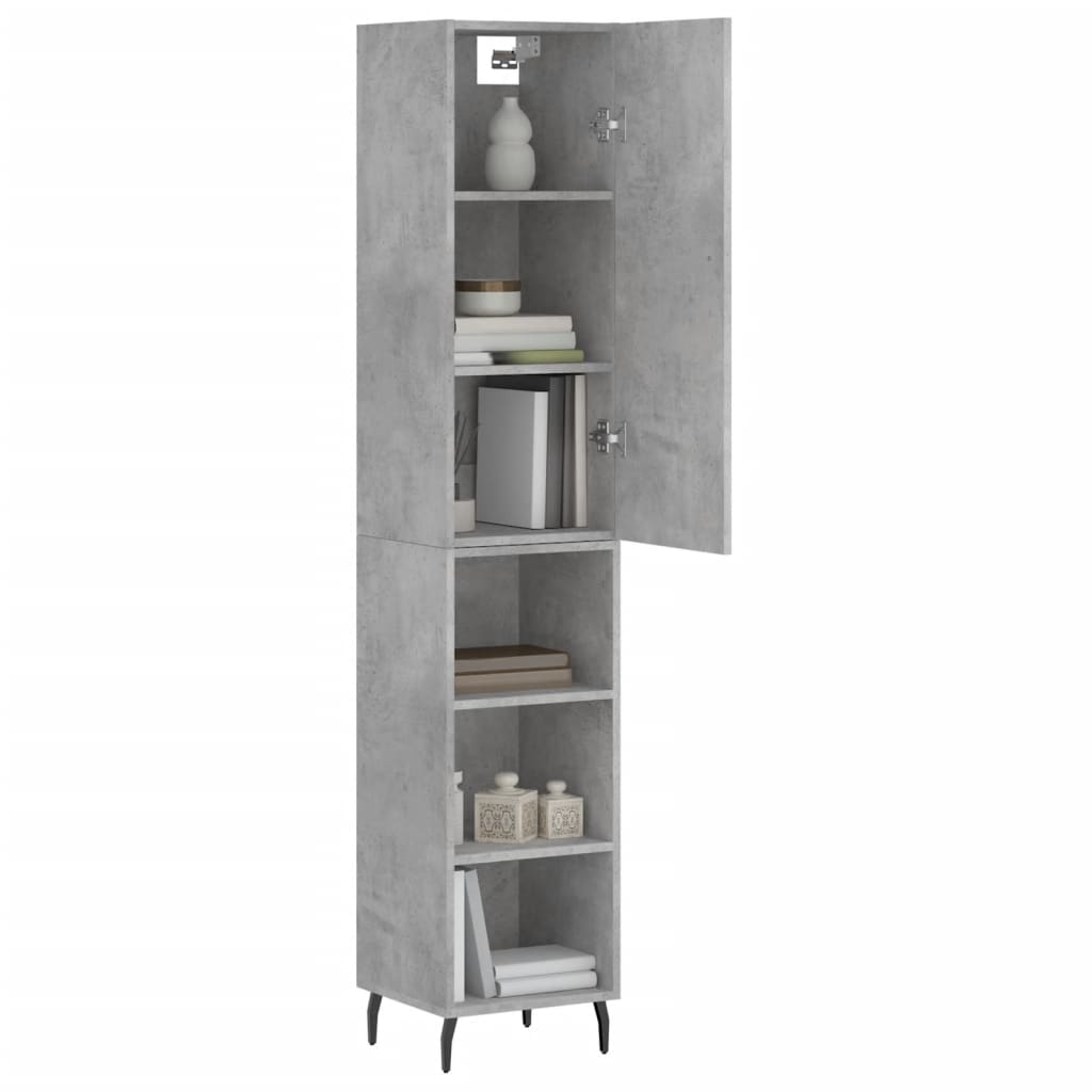 Highboard 34.5x34x180 cm Engineered Wood 3 Shelves Concrete grey