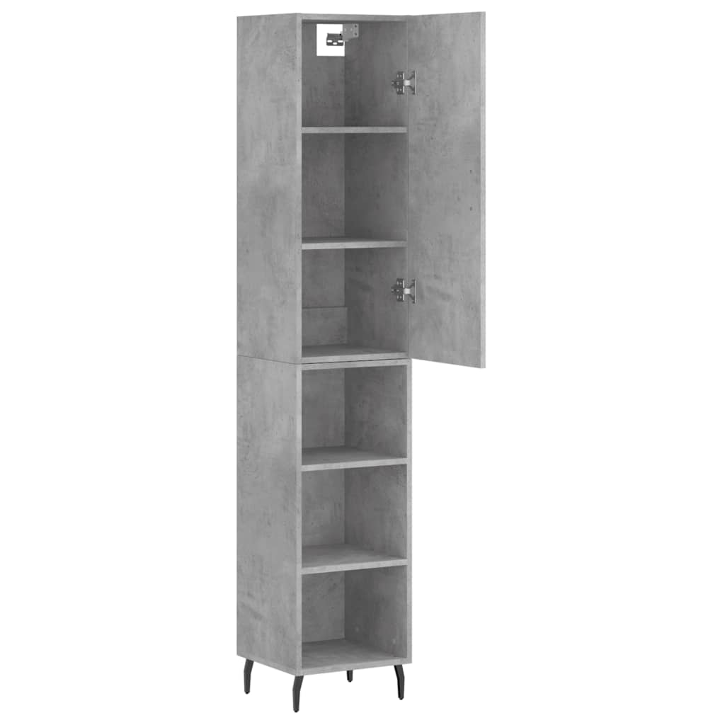 Highboard 34.5x34x180 cm Engineered Wood 3 Shelves Concrete grey