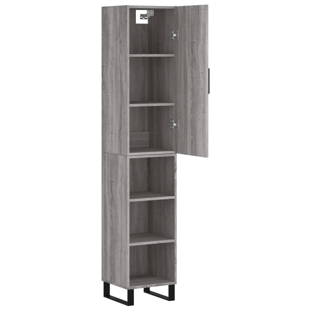 Highboard 34.5x34x180 cm Engineered Wood 3 Shelves Grey sonoma