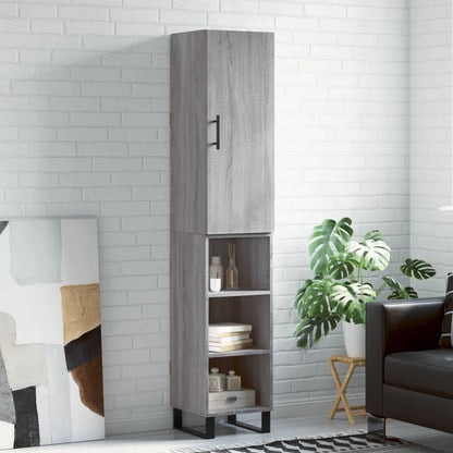 Highboard 34.5x34x180 cm Engineered Wood 3 Shelves Grey sonoma