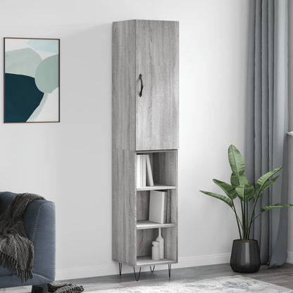 Highboard 34.5x34x180 cm Engineered Wood 3 Shelves Grey sonoma