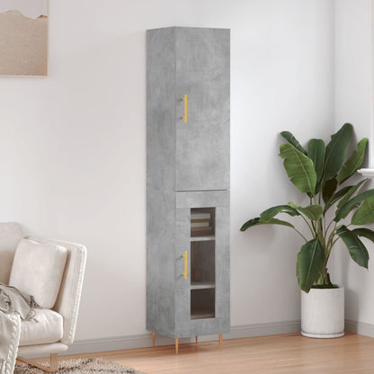 Highboard 34.5x34x180 cm Engineered Wood 1 Glass Door Concrete grey
