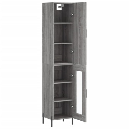 Highboard 34.5x34x180 cm Engineered Wood 1 Glass Door Grey sonoma