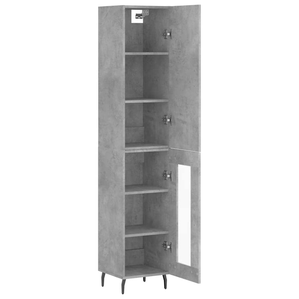 Highboard 34.5x34x180 cm Engineered Wood 1 Glass Door Concrete grey