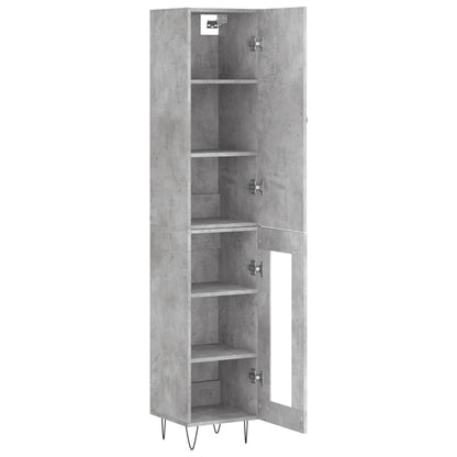 Highboard 34.5x34x180 cm Engineered Wood 1 Glass Door Concrete grey