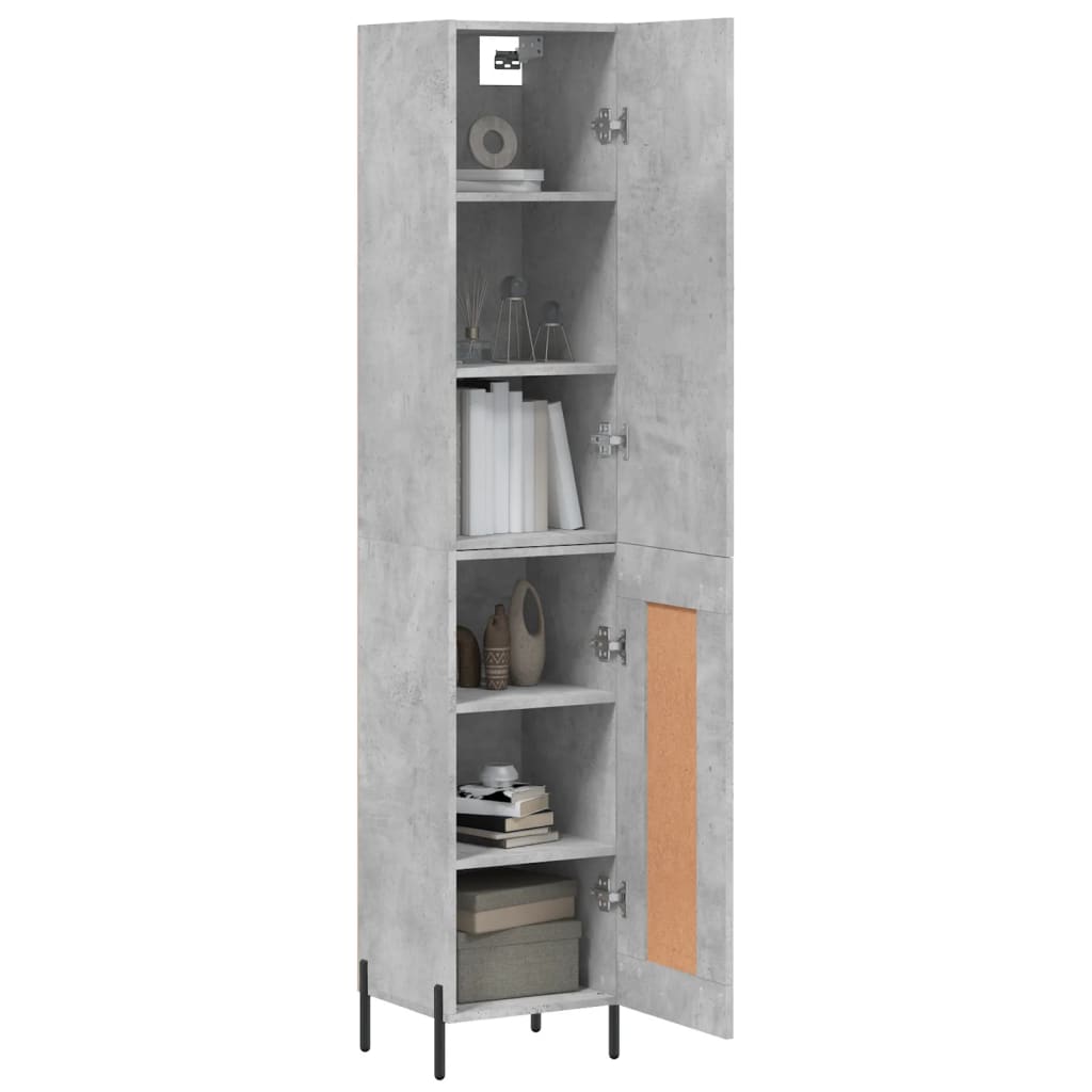 Highboard 34.5x34x180 cm Engineered Wood 1 Wood Door Concrete grey