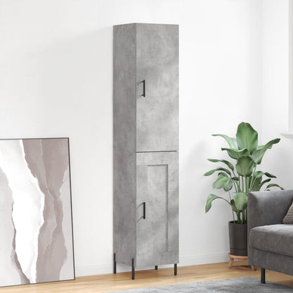 Highboard 34.5x34x180 cm Engineered Wood 1 Wood Door Concrete grey