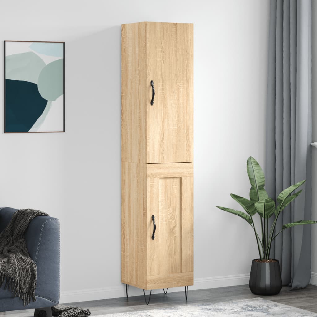 Highboard 34.5x34x180 cm Engineered Wood 1 Wood Door Sonoma oak
