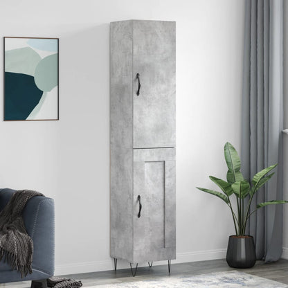 Highboard 34.5x34x180 cm Engineered Wood 1 Wood Door Concrete grey