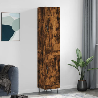 Highboard 34.5x34x180 cm Engineered Wood 1 Wood Door Smoked oak