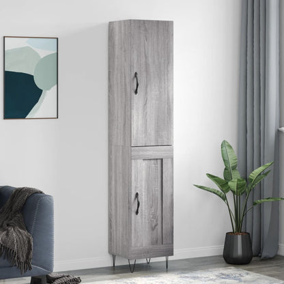 Highboard 34.5x34x180 cm Engineered Wood 1 Wood Door Grey sonoma