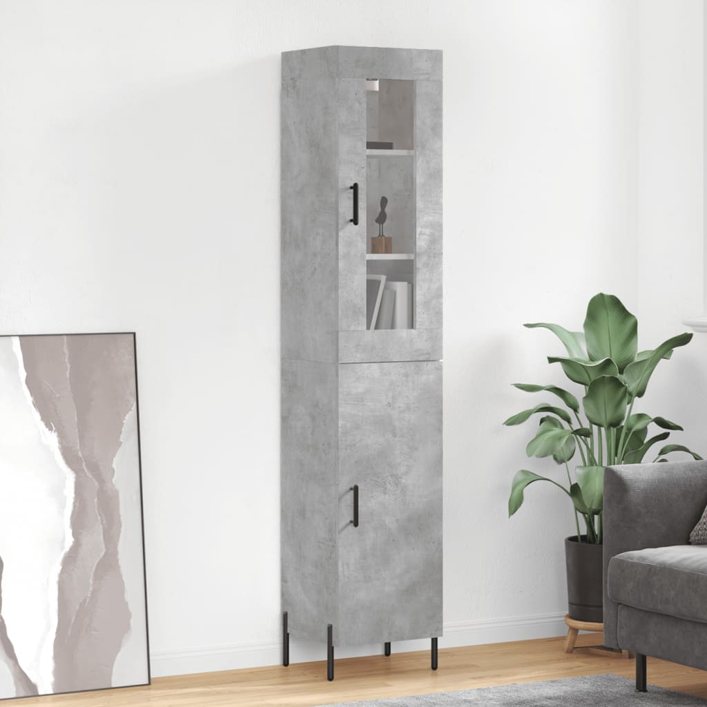 Highboard 34.5x34x180 cm Engineered Wood 1 Door Concrete grey
