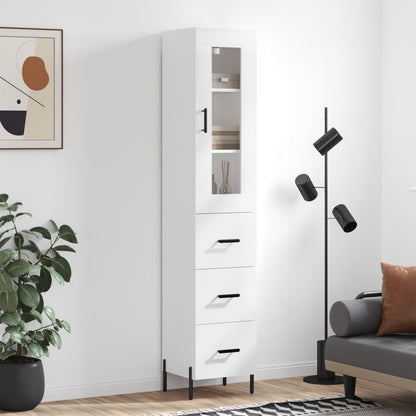 Highboard 34.5x34x180 cm Engineered Wood 3 Drawers White